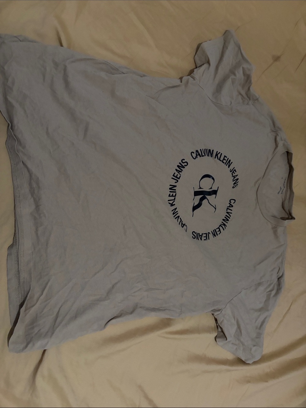 Calvin Klein Light Gray Logo Tee with Navy Print